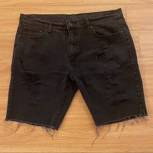 Forever 21 Mens Skinny Denim Shorts Rips Size 34W